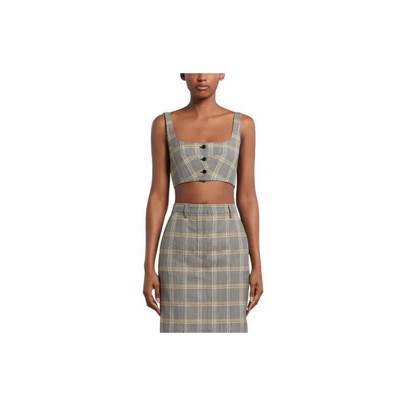 MARNI Check Pattern Cropped Tank Top-2