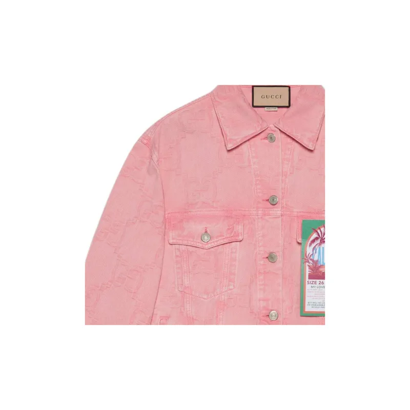 GUCCI California Gg Supreme Pattern Denim Jacket Pink-2