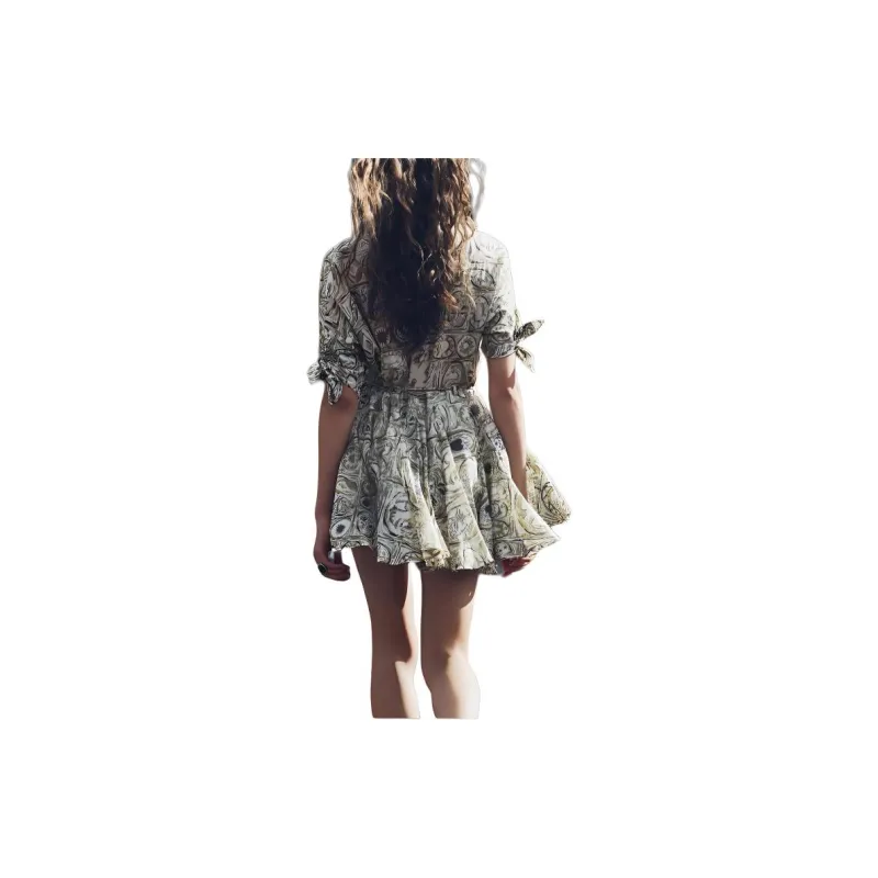 ZARA Short-Sleeved Dresses Women's Brown-3