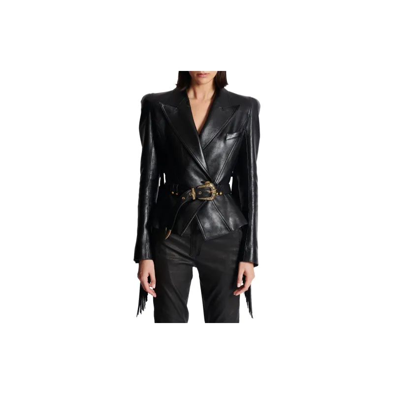 BALMAIN Jolie Madame Fringed Leather Jacket-4
