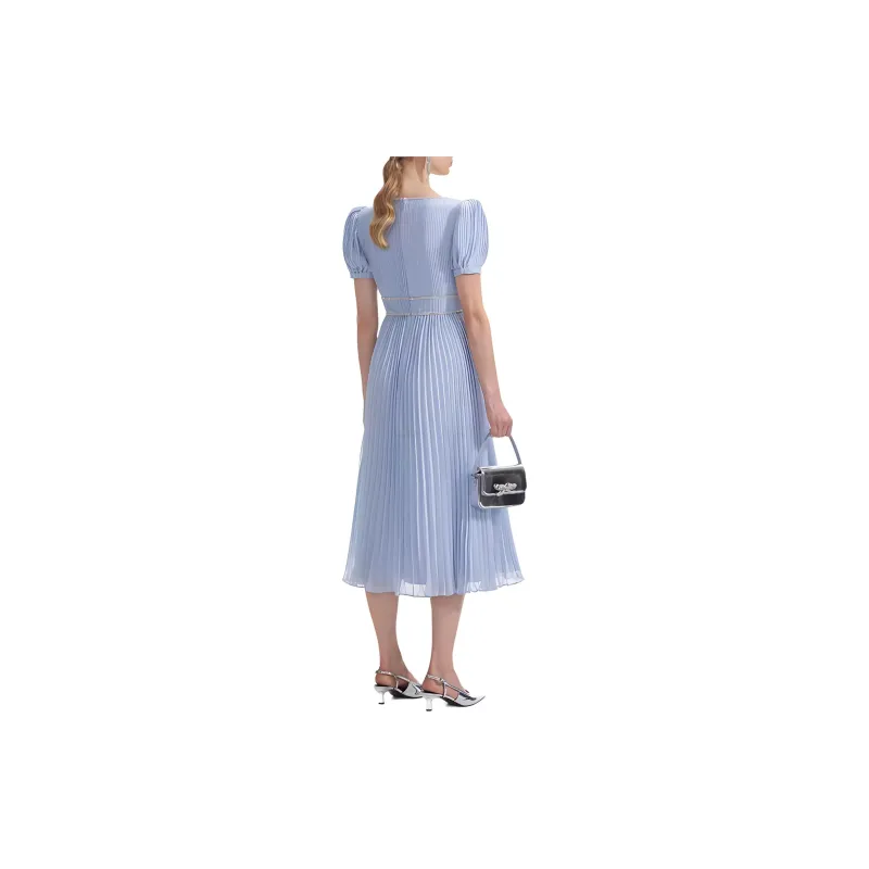 Self portrait Short Sleeved Dresses Women's Misty Blue-2