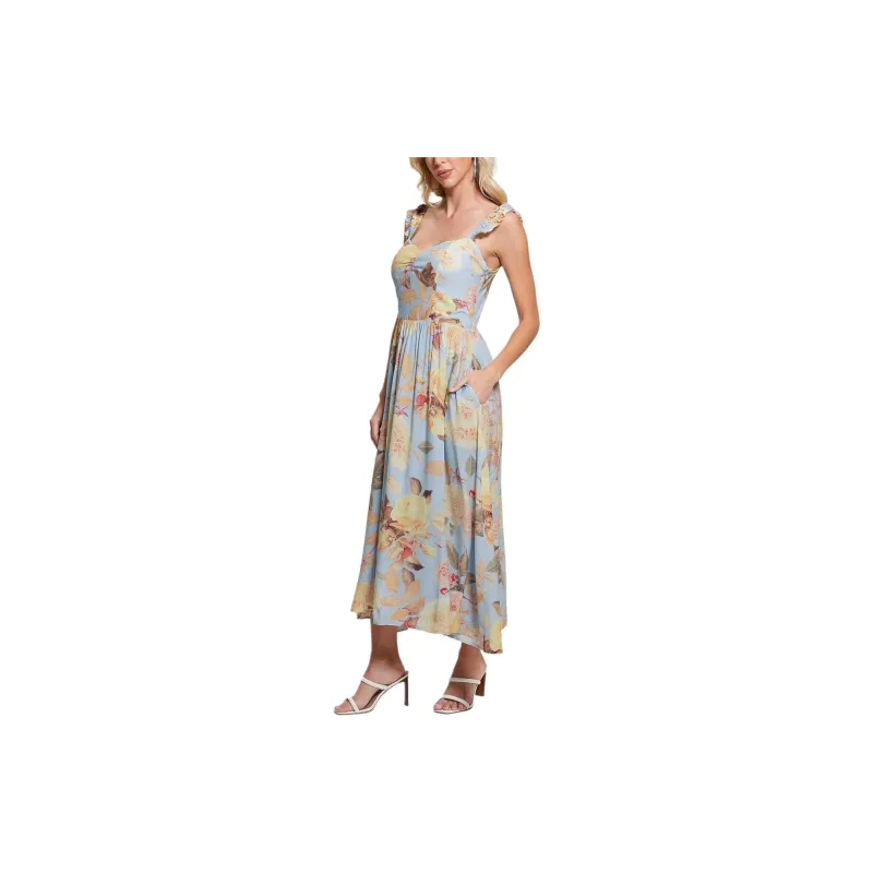 GUESS Susanna Midi Dress Sleeveless Dress Women's Multicolor-3