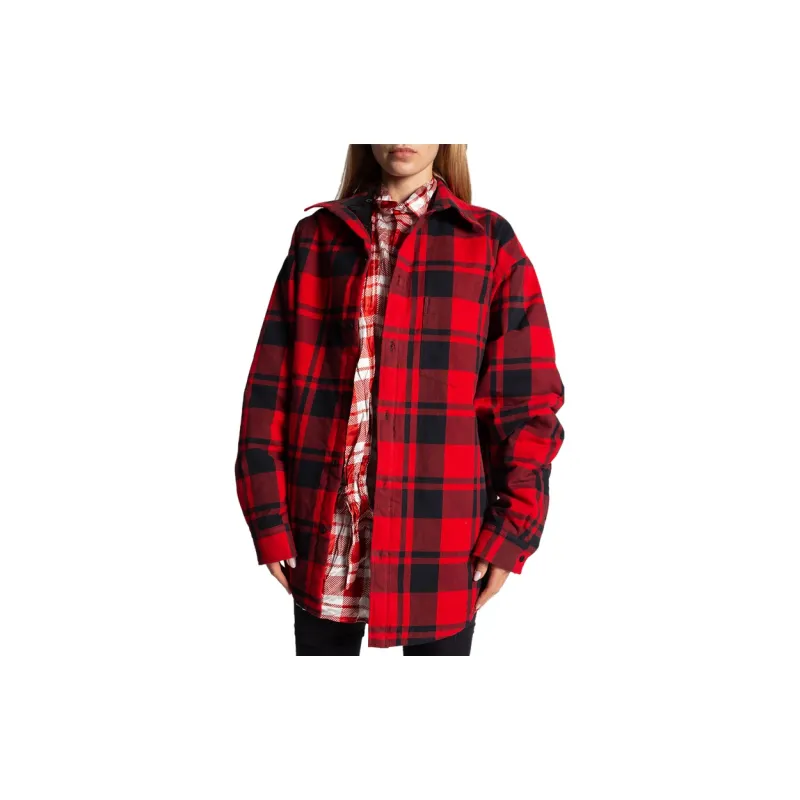 Balenciaga Check Cotton Jacket Red-1
