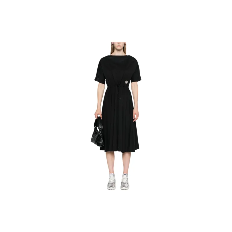 Moncler Logo Patch Short Sleeved Midi Dress-1