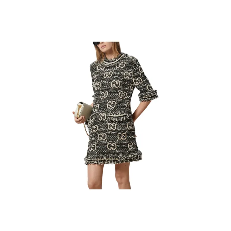 GUCCI Gg Motif Short Sleeved Dress-1