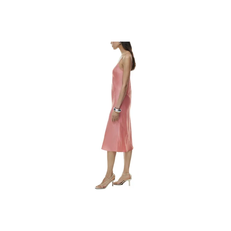 ARITZIA Wilfred Only Slip Satin Midi Dress Slip Dresses Women's Petunia Pink/Dwarf Petunia Pink-4