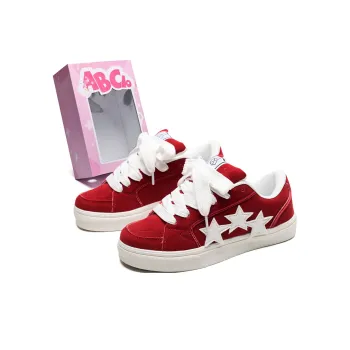 ABCIO Anti Slip And Wear Resistant Lightweight Low Top Skateboard Shoes Unisex Burgundy Box Included