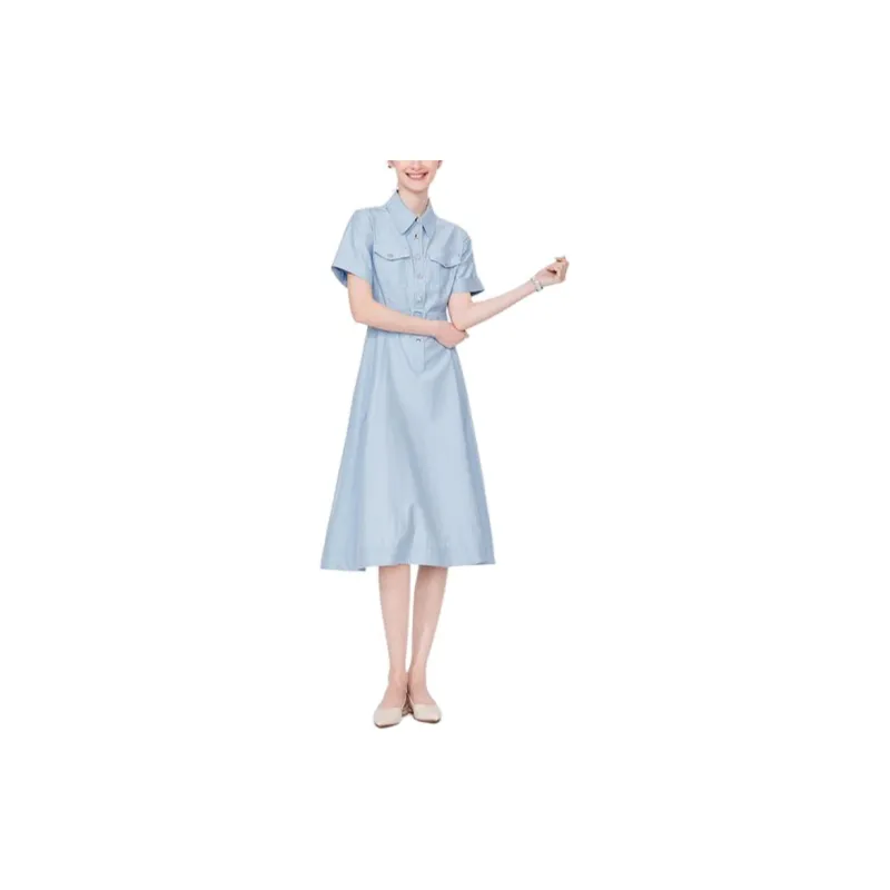 NAVIGARE Short Sleeved Dress Women's Band Aid Blue-1