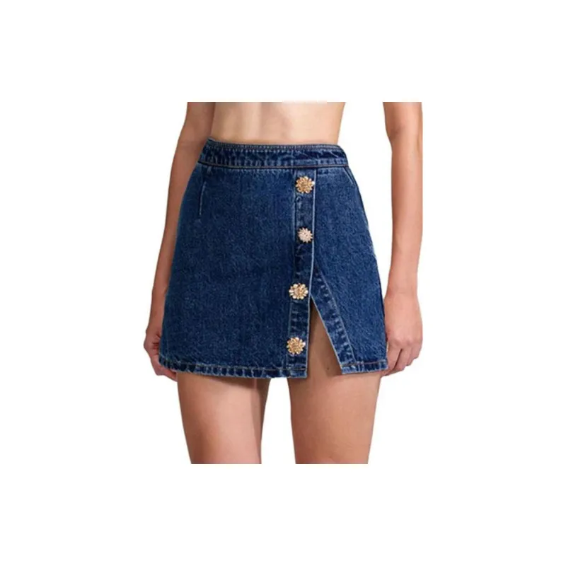 Self portrait Denim Short Skirts Women's Denim Blue-1