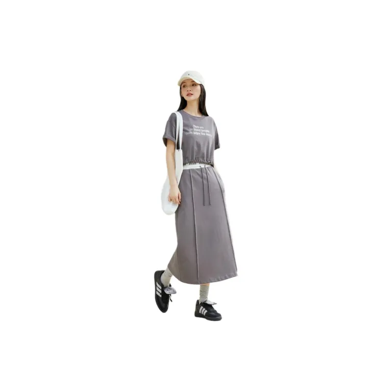 ZIHAN Two Piece Skirt Sets Women's Gray-1