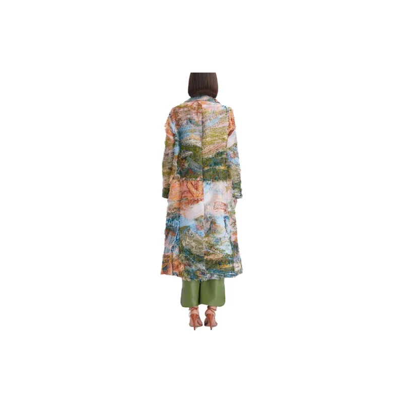 OSCAR DE LA RENTA Abstract-pattern Print Notched-collar Coat-2