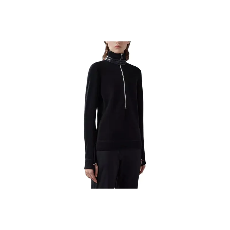 Moncler Fleece Polo Neck Sweatshirt Women's Black-2