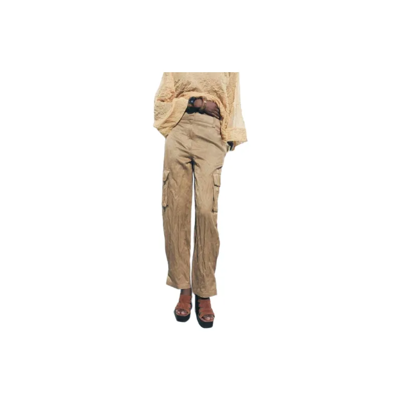 ZARA ZW Series Cargo Pants Women's Tan-2