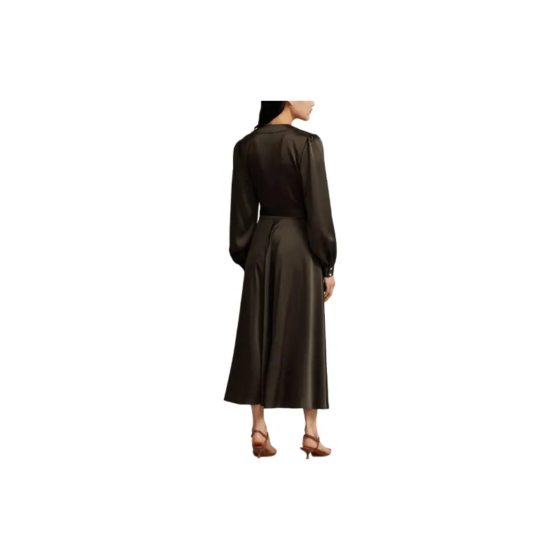 Polo Ralph Lauren Satin Midi Wrap Dress-2