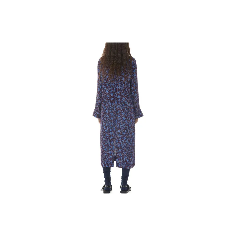 GANNI Long Sleeved Dresses Women's Blue-3