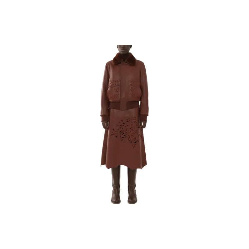 Chloé Leather Jackets Women's Brown-1