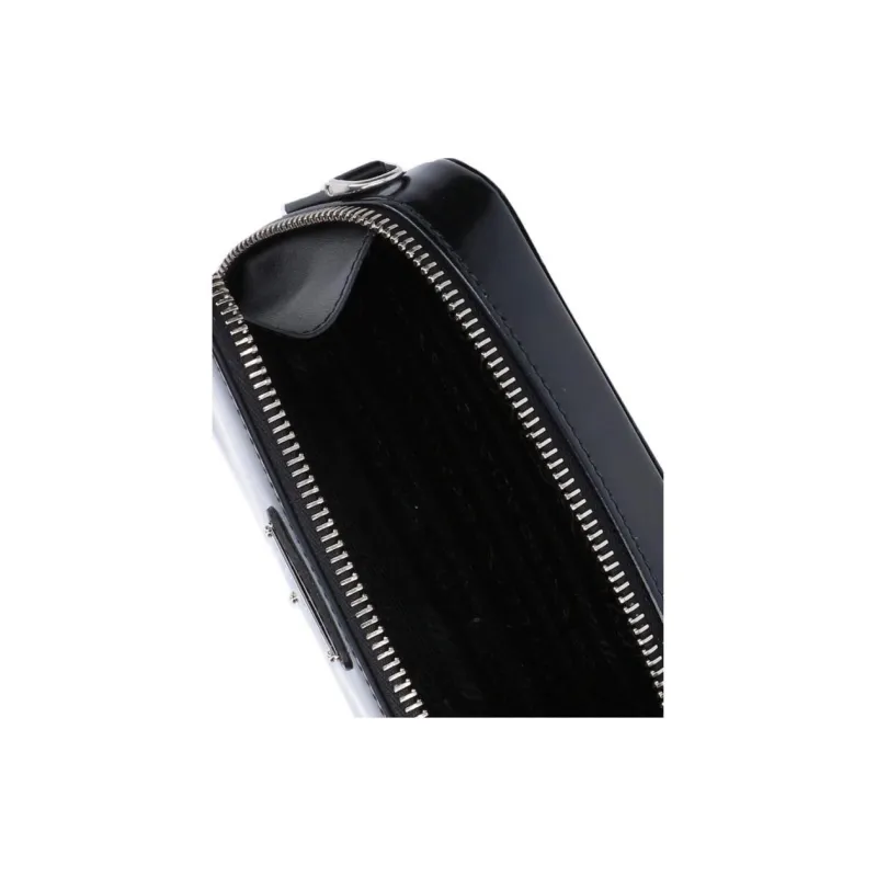 PRADA Leather One Shoulder Crossbody Clutches Mini Men's Black-6