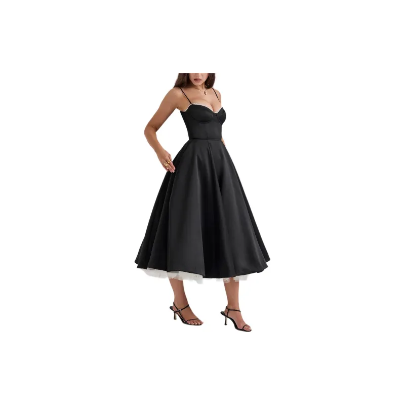 HOUSE OF CB MADEMOISELLE Slip Dress Women's BLACK/Black-3