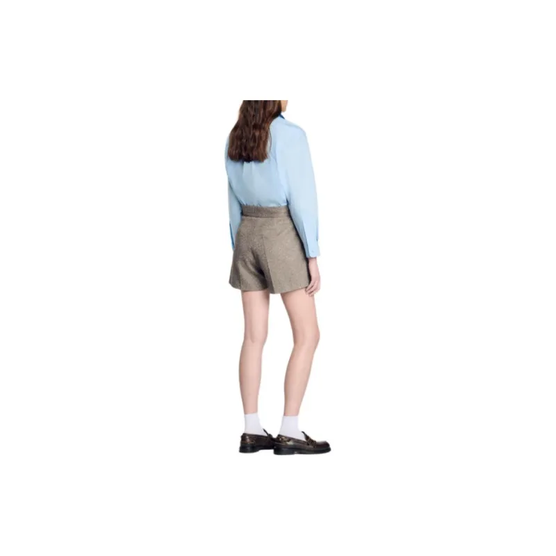 Sandro Houndstooth High-waisted Shorts-2