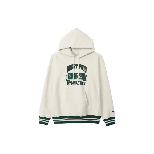 Champion Reverse Weave Sweatshirts Unisex Oatmeal/ Green