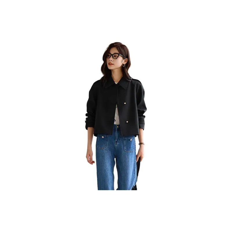 Yi Mengyuan Cropped Trench Coat Women's-5