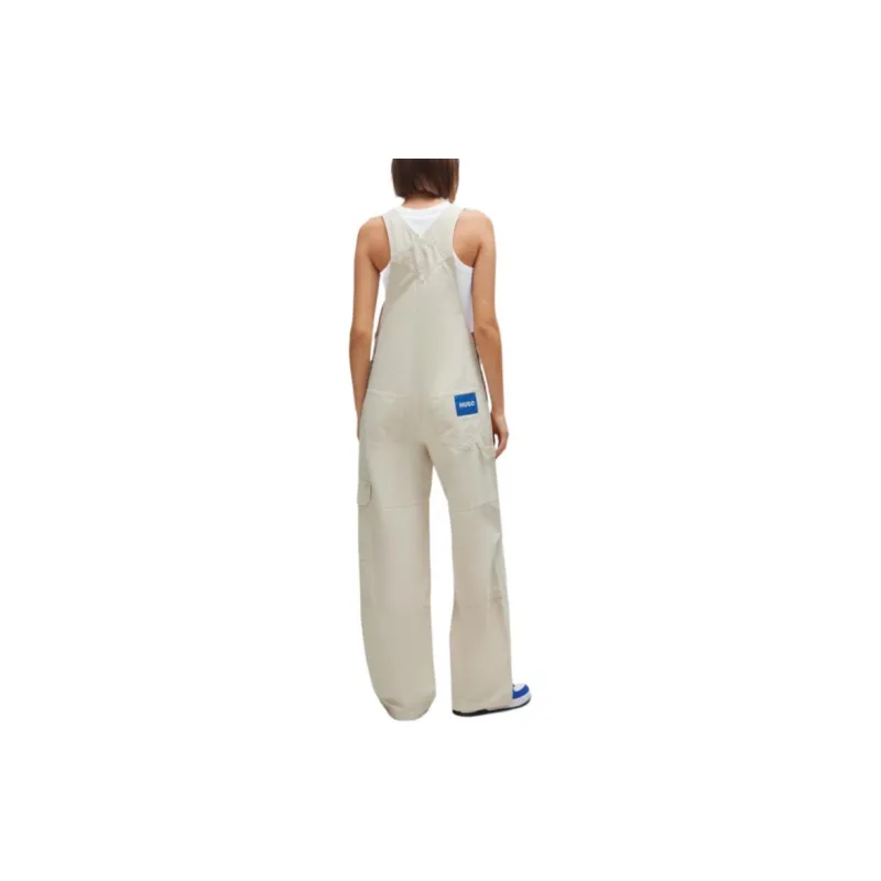 HUGO BOSS RELAXED-FIT DUNGAREES IN COTTON CANVAS Overalls Women's Beige-3