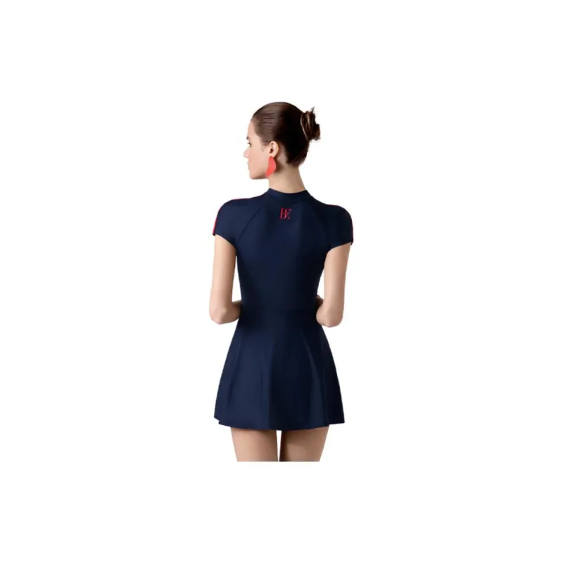 BALNEAIRE MIX Series One Piece Swimsuits Women's Navy Blue/Trendy White Patchwork-2
