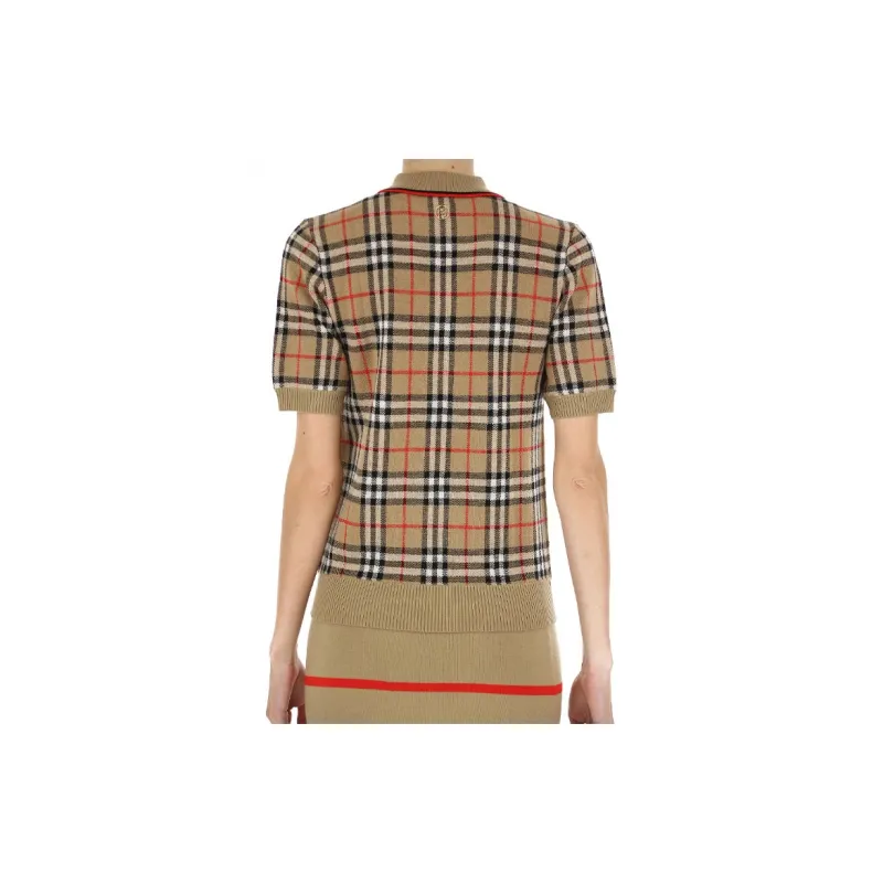 Burberry Vintage Check Wool Polo Shirt 'Archive Beige'-3
