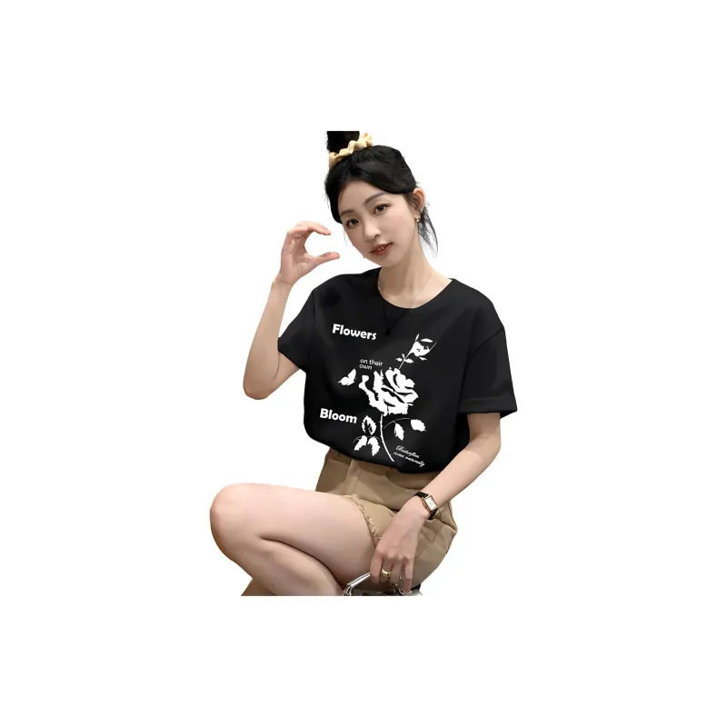 Tonlion T Shirts Women's Black-3