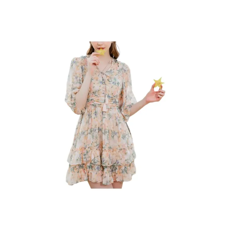 Lagogo Long-Sleeved Dresses Women's Mixed Color-4