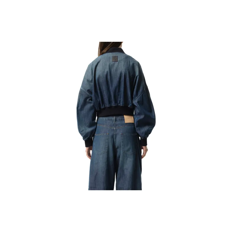 LOEWE Denim Bomber Jacket 'Washed Blue'-3