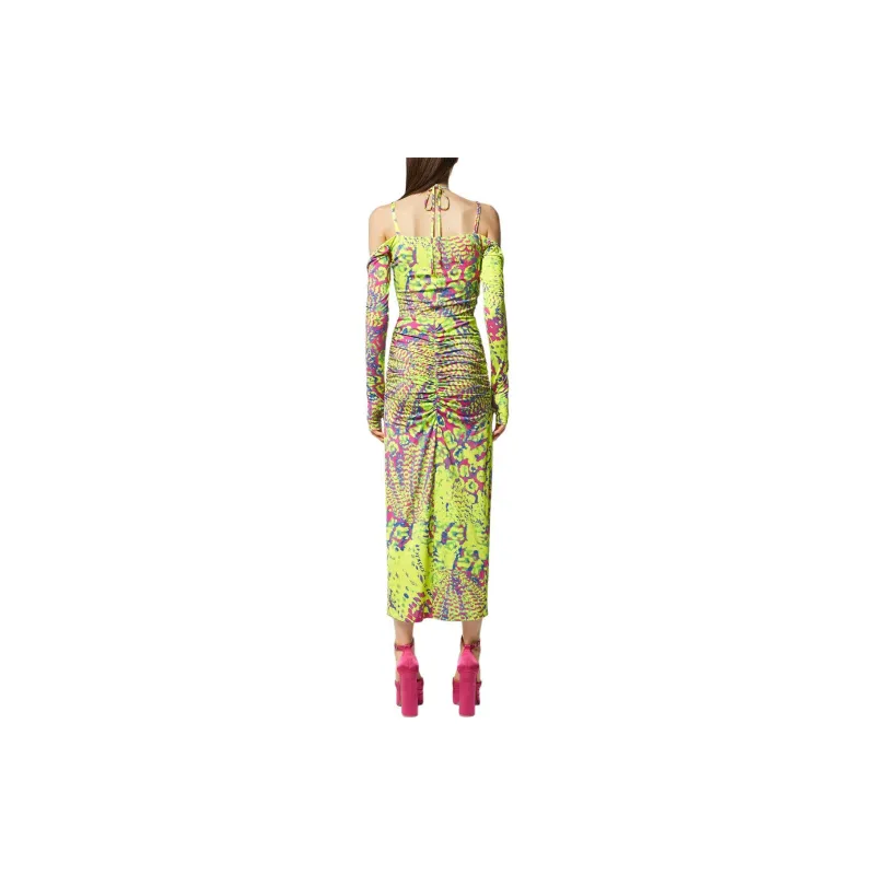 VERSACE JEANS COUTURE Abstract print Off shoulder Midi Dress-1