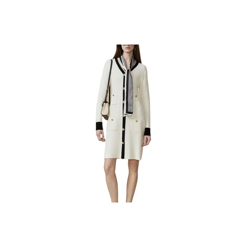 DKNY Long Sleeved Dress Women's White-1
