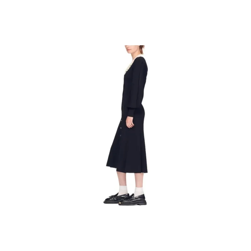 Sandro Long Sleeved Dress Women's Black-3