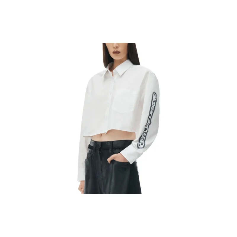 Alexander Wang Halo Print Cropped Button Up Shirt-2
