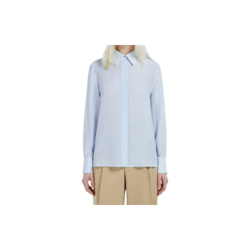 MaxMara Studio Pagine Collection Printed Crêpe De Chine Shirt Women's Light Blue-1