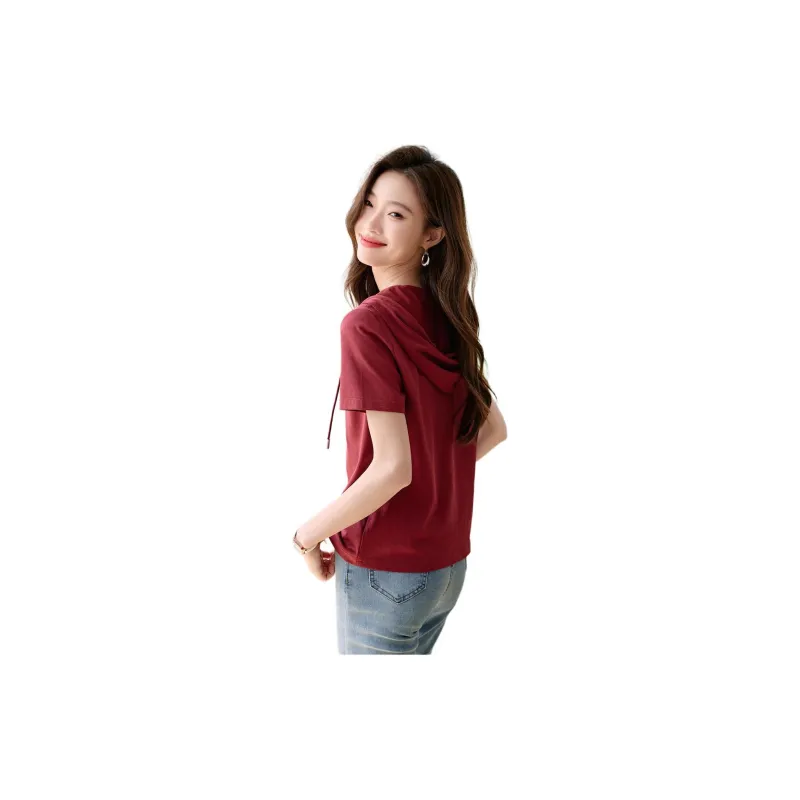 Mo Han Yi Mei T Shirt Women's Burgundy-2