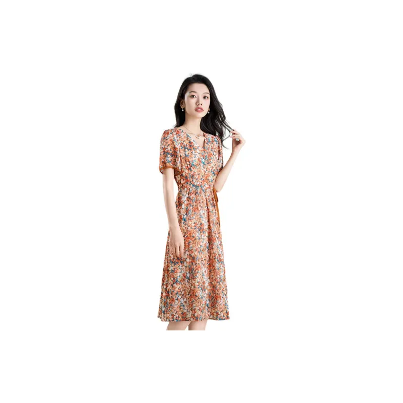 Mylan Short Sleeved Dress Women's Orange-3