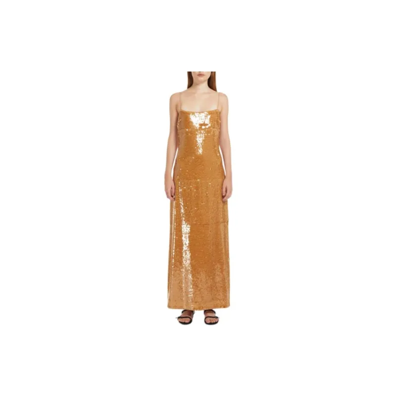 MaxMara Arancio Collection Sequinned Sheath Dress Slip Dresses Women's Hazelnut Brown-1