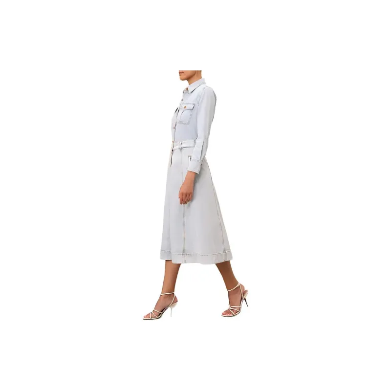 Zimmermann SS24 Denim Long Skirts Women's Storm Blue-3