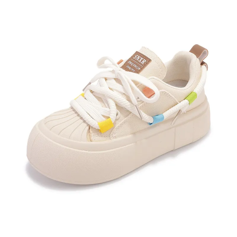 SNXR Cushioned Wear Resistant Lightweight Slip Resistant Low Top Skateboard Shoes Women's Beige-2