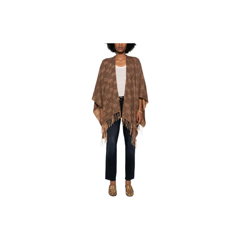 LIU·JO Logo-jacquard Fringed Poncho-1