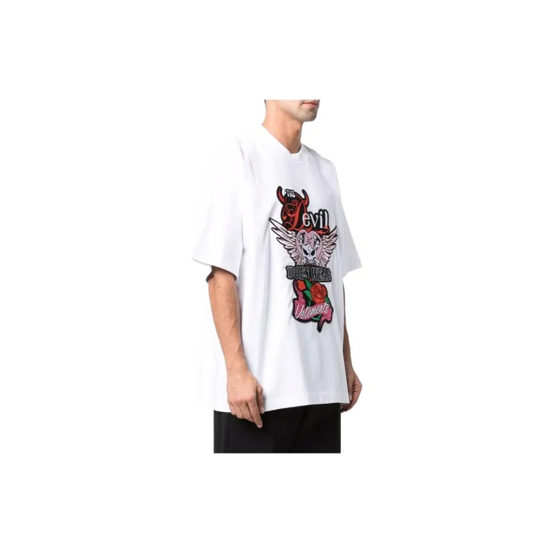 Vetements Devil Wears Vetements Patched T Shirt 'White'-3