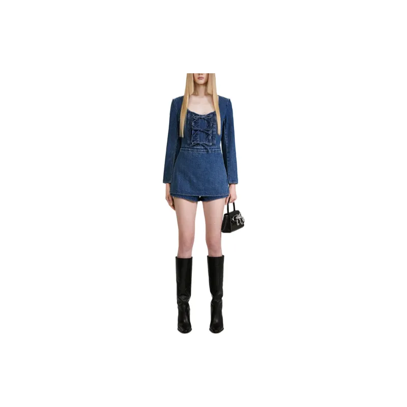 Self portrait Denim Shorts Women's Blue-1