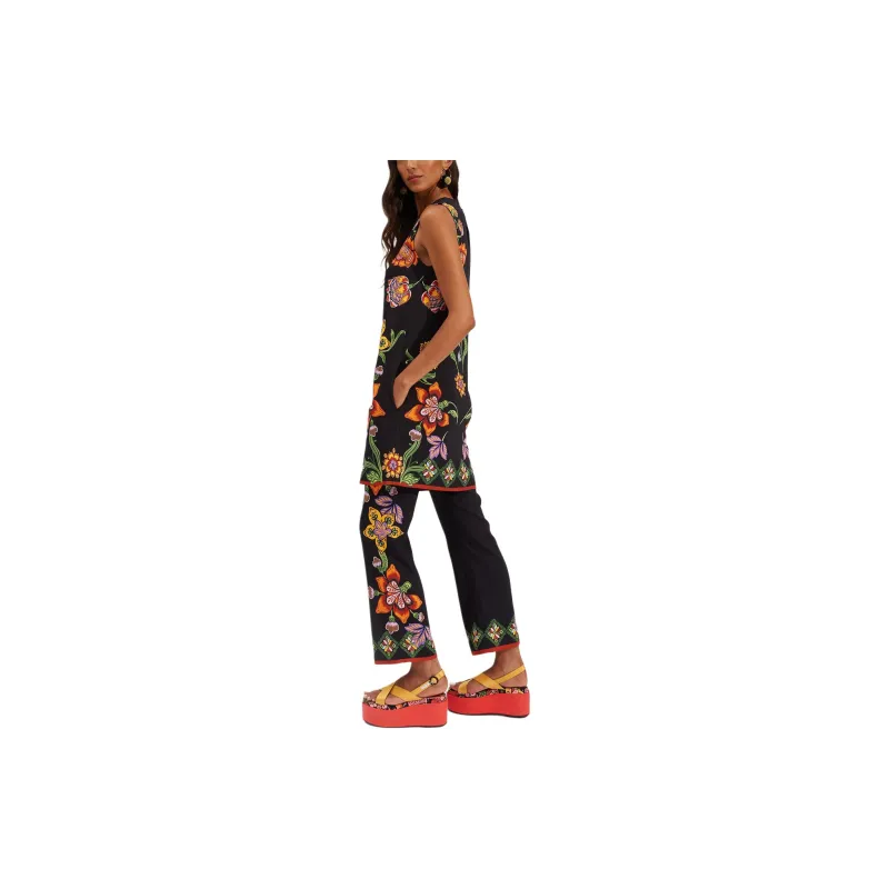 La DOUBLEJ. Folk Flowers Nero Placée In Stretch Jersey T-Shirt Women's Black-4