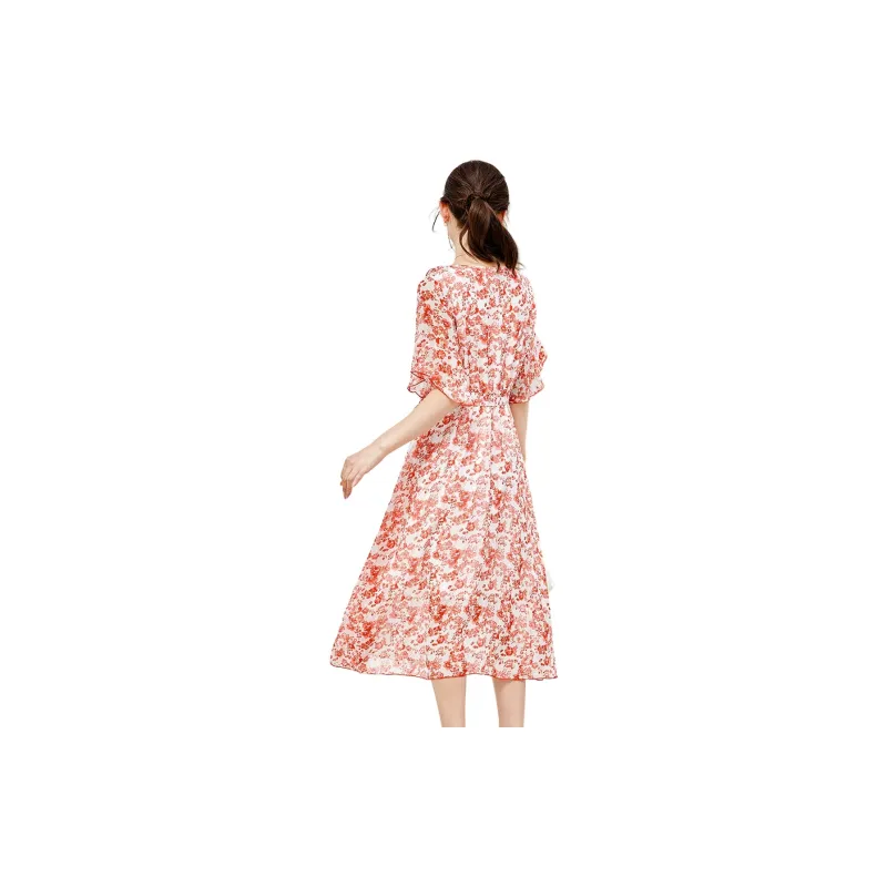H YXIANG Short Sleeved Dress Women's Pink-2