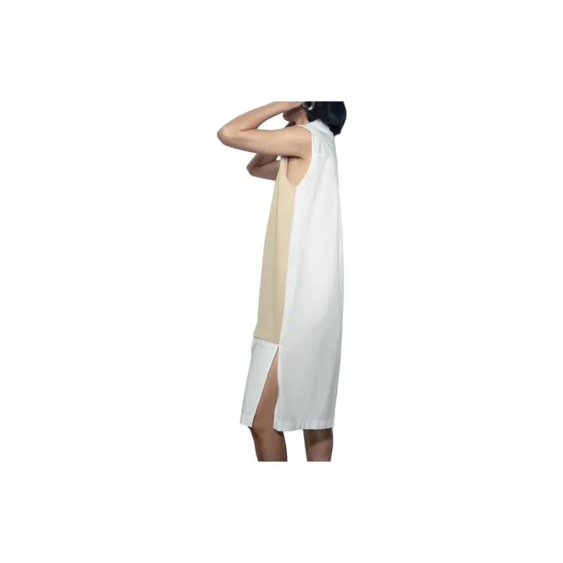 ZARA Sleeveless Dress Women's Camel/White-2