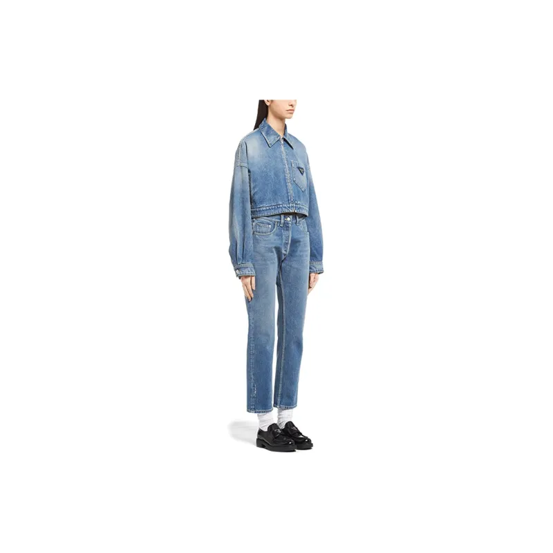 PRADA Cropped Organic denim Jacket-3