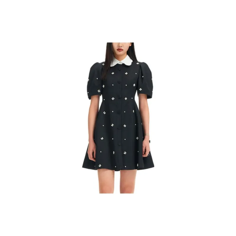 MING MA Short Sleeved Dresses Women's Black-2