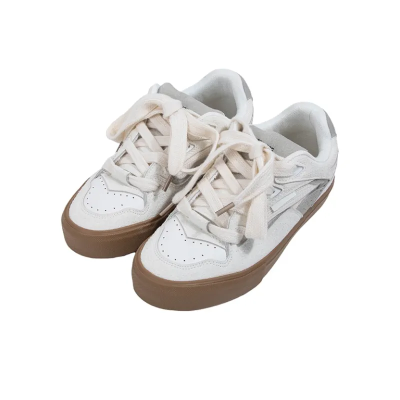 MINGKUANG Streetwear Earthy Maillard Style, Box Anti Slip Wear Resistant Low Top Skateboard Shoes Unisex-4